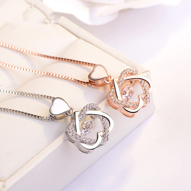 Superior double heart cubic zirconia available in Rose Gold and Silver