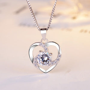 Hollow heart with a crystal Zirconia - available in Rose Gold or Silver