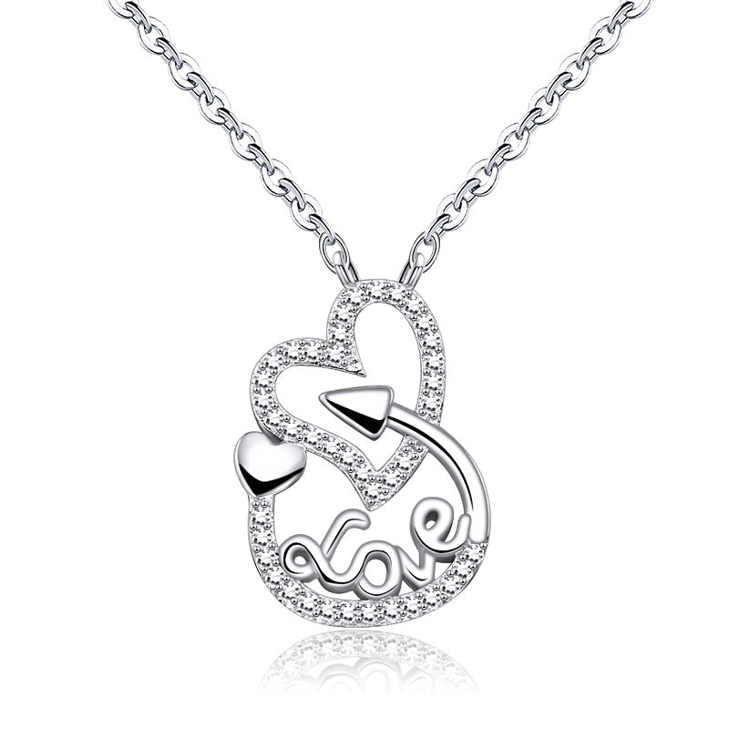 Infinite heart arrow through heart pendant with necklace