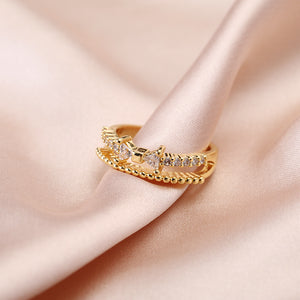 Double ring with bowknot bridge Adjustable Ring