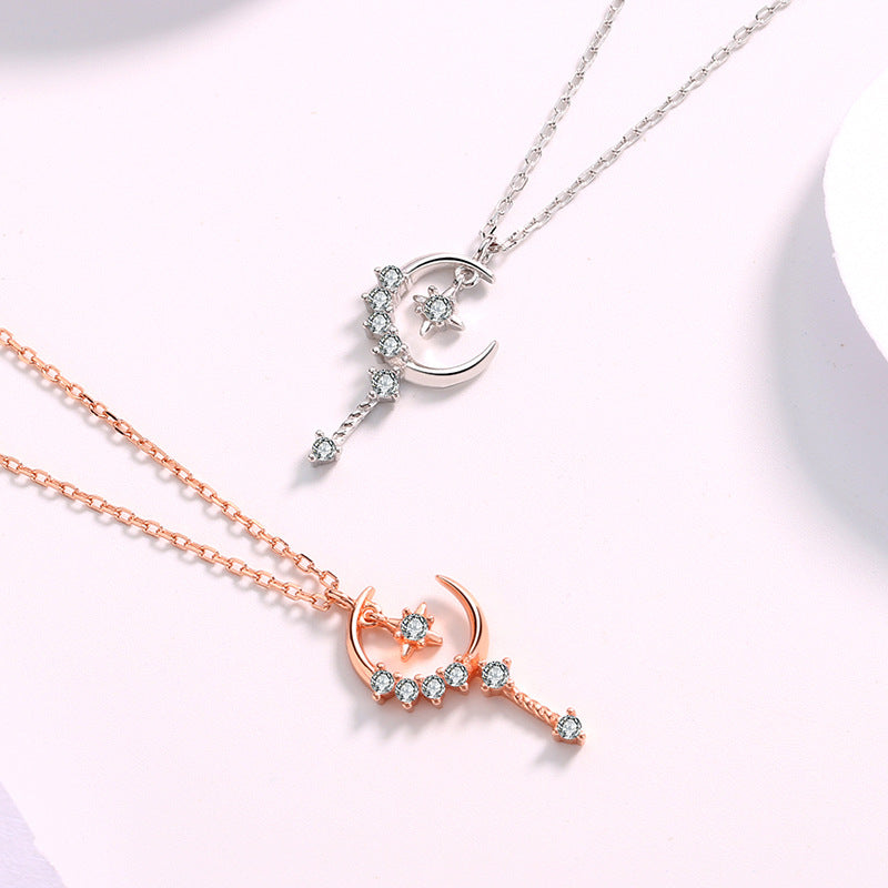 Sterling Silver Moon and star necklace and pendant – available in Silver or Rose Gold
