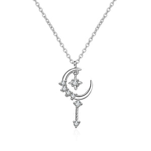 Sterling Silver Moon and star necklace and pendant – available in Silver or Rose Gold
