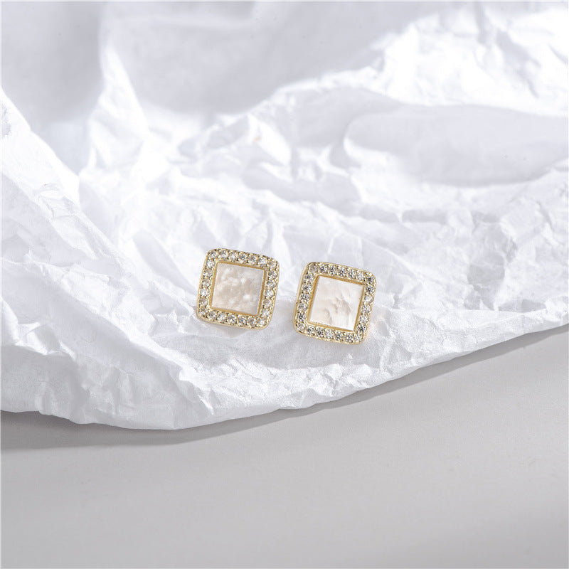 Cubic Zirconia square earrings – available in 18K gold plated or Silver
