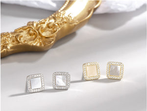 Cubic Zirconia square earrings – available in 18K gold plated or Silver