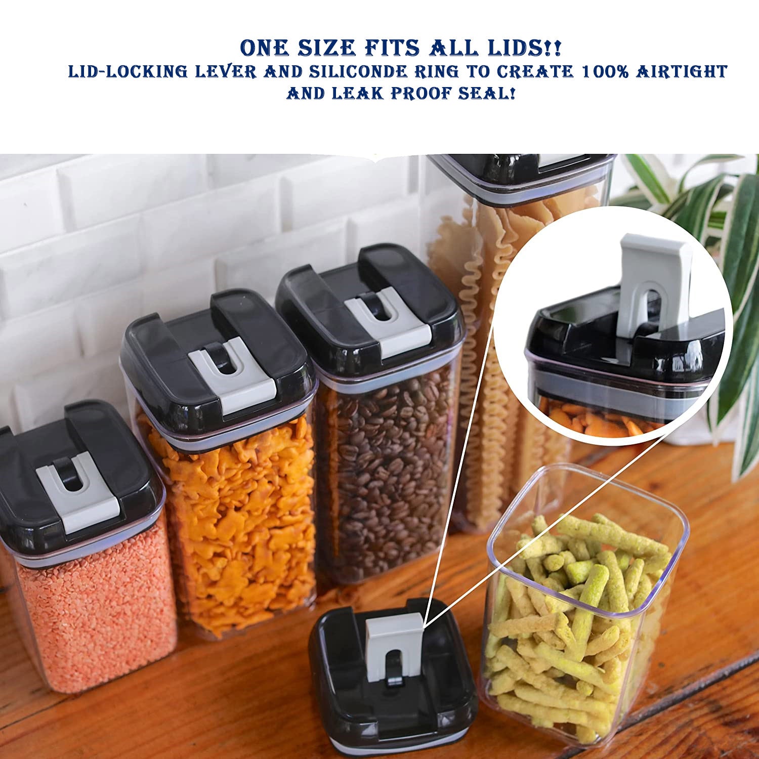 7 Pack Airtight Food Storage Container Set - Kitchen & Pantry